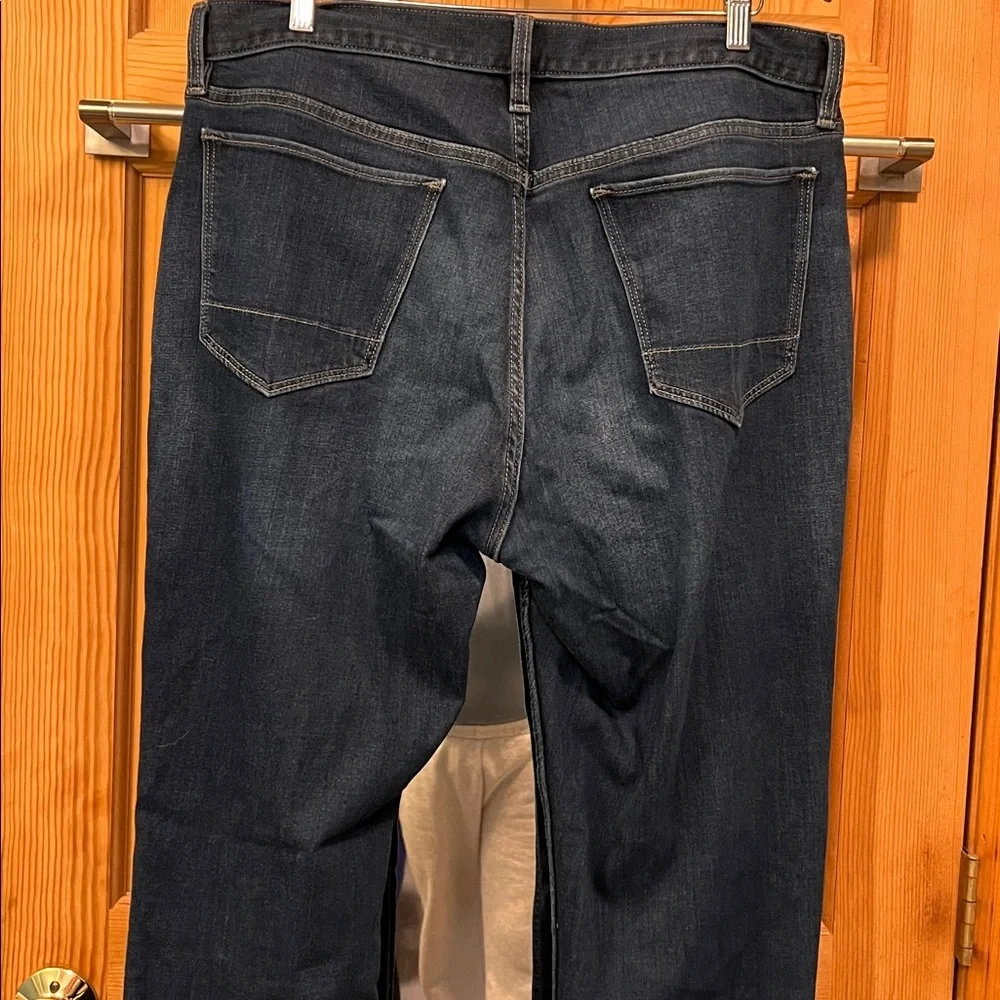 Banana Republic Men's Indigo Distressed Travel Lean Jeans Authentic Fit Sz 36x34